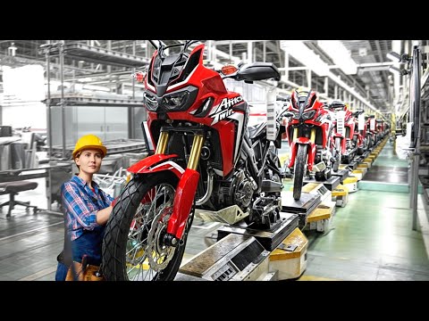 Producing Honda Africa Twin CRF1000L inside Factory - Manufacturing long distance adventure bikes