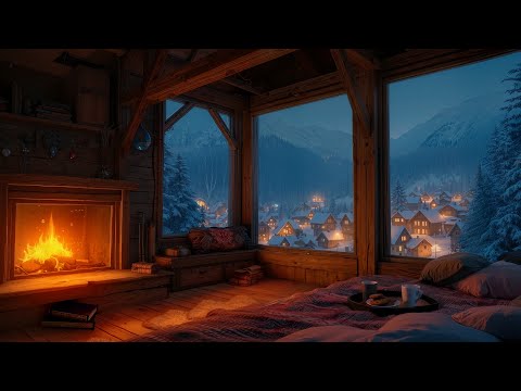 Frosty Howling Wind,  rackling Fireplace Ambiance and Winter Serenity | Deep Sleep, Study, Relax