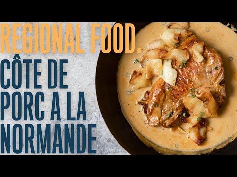 Pork chop Normandy style: served with an apple flavored cream sauce (ready in 30 minute)