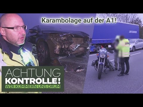 Karambolage auf der A1! 😨 Motorradfahrer nutzt Rettungsgasse illegal! | Achtung Kontrolle
