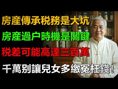房子是「生前過戶」給子女，還是等「身後繼承」？選錯一步，稅金差了300萬！不想讓兒女多繳冤枉錢，這條視頻一定要看完！