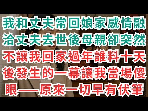 |深夜淺談|我和丈夫常回娘家，感情融洽。丈夫去世後，母親卻突然不讓我回家過年。誰料十天後發生的一幕，讓我當場傻眼——原來一切早有伏筆。#情感故事 #淺談人生 #真實故事 #家庭倫理 #深夜淺讀