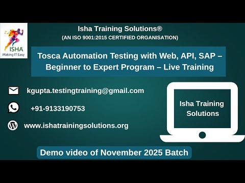 Tosca Automation Testing  Demo video on 18th November 2025. at +91-9133190573 to enroll -part 1