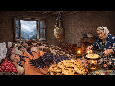 Rainy Day in Northern Iran: Grandma’s Breads, Village Breakfast & Traditional Firewood Lunch 🔥🍞