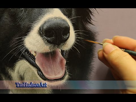 How to paint a realistic dog nose in acrylic - step by step tutorial