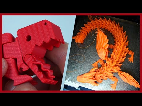 Cats, a dragon, and dinosaurs printed on a FlyingBear S1 3D printer. Moving stress relievers.