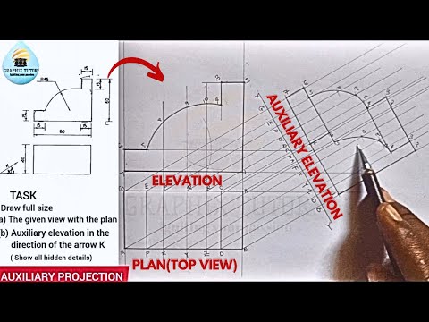 HOW TO PROJECT AUXILIARY ELEVATION, PLAN IN TECHNICAL DRAWING AND ENGINEERING GRAPHICS. WASSCE, WAEC