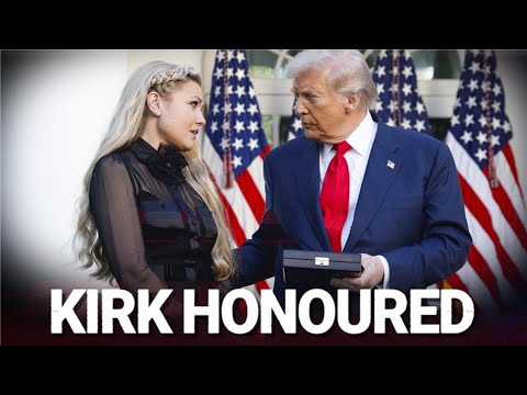 Erika Kirk accepts medal of freedom from Donald Trump on behalf of 'hero' husband