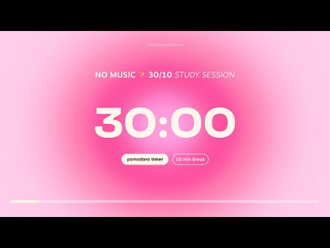 6-hour Study with me 🩷 30 minute focus, 10 minute break | Aesthetic Pomodoro Timer for Study Session
