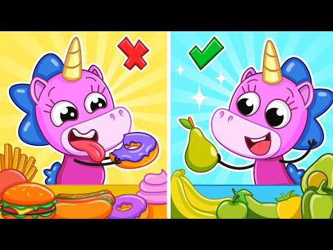 Здорова їжа проти шкідливої їжі! | Корисні Звички Для Дітей🍩🍍| Крихітка Мімі🦄 | Мультики українською