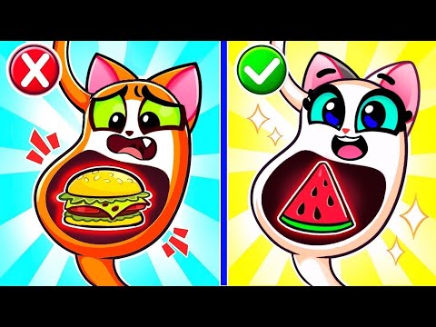 No, Kitty, Don't Overdo It on the Junk Food! 🍟 🍔 Healthy Eating Habits for Kids 😻