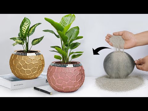 Easy cement pottery making || Cement flower vase - Tree planter Making