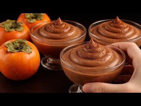 Nur 4 Zutaten! Persimonen-Kakao-Dessert in 5 Minuten – cremig & ohne Backen! 🍫✨