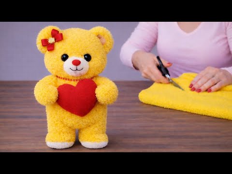 💥Kalıp Kullanmadan Yapılıyor/❤️Kalpli Yastık Tutan Peluş Oyuncak Ayı Yapımı