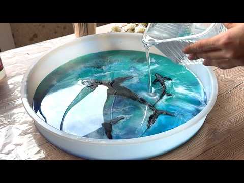 Resin Art Tutorial | Amazing White Table with Whales & Epoxy Ocean