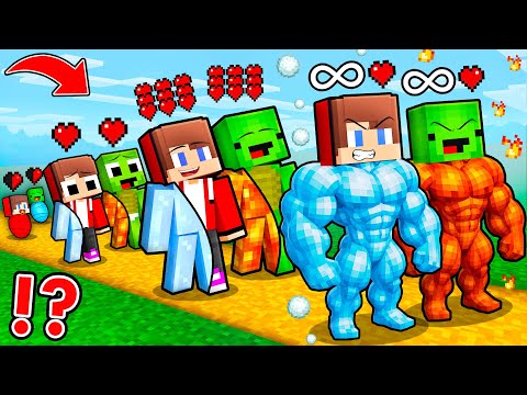 JJ and Mikey : LAVA vs ICE Life Cycle Evolution Survival Battle in Minecraft ! - Maizen