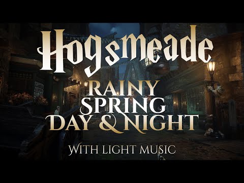 A cozy, rainy day and night in Hogsmeade | Hogwarts Legacy, Harry Potter Music and Ambience