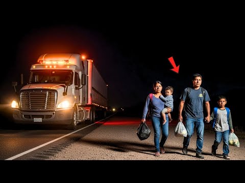 Un camionero vio a una familia a pie en la carretera y tomó una decisión arriesgada.