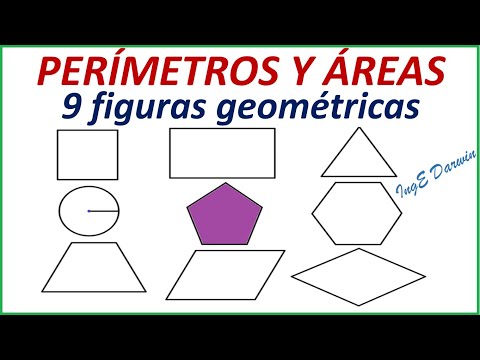 Perímetros y Áreas de 9 figuras geométricas - Ejemplos