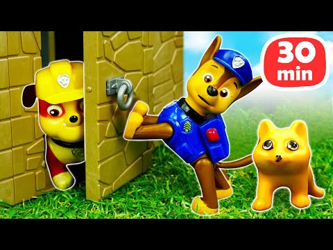 Paw Patrol Spielzeug. Neue Einsätze für das Rettungsteam. Spielzeug Video. 4 Folgen am Stück