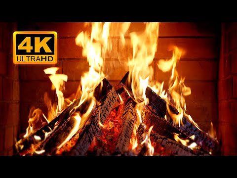 🔥 Fireplace 4K UHD! Fireplace with Crackling Fire Sounds. Fireplace Ambience