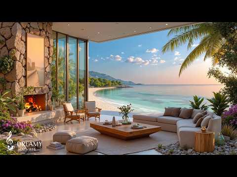 Tranquil Seaside Jazz Ambience | Relaxing Piano Jazz & Soft Wave Sounds for Calm Morning