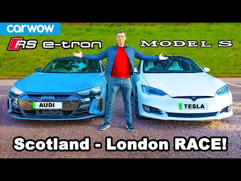 Audi RS e-tron GT v Tesla Model S: 571-mile Scotland-to-London RACE & REVIEW!