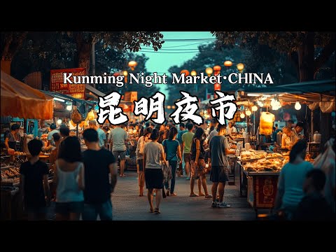 昆明最火夜市，双桥夜市，芝士五花肉泡菜卷/烤乳扇/烤卷粉/脆皮烤米糕/缅甸甩手粑粑/地摊牛排/昆虫宴/朝鲜打糕等各种美食热闹非凡，昆明街头美食，Kunming Night Market·CHINA