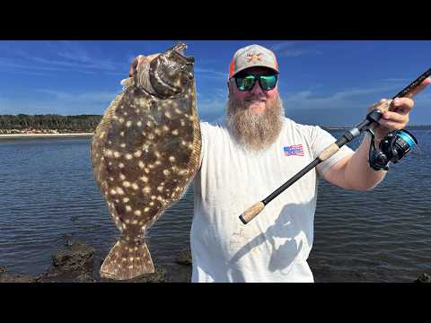 Bank Fishing for DOORMAT Flounder | Catch Clean Cook
