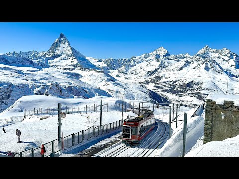 Winter Cab ride - Gornergrat Bahn Zermatt Switzerland | Most Beautiful Train Driver view 4K