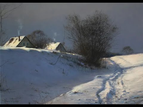Подробное объяснение рисования зимнего пейзажа
