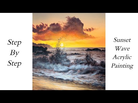 Sunset Wave STEP by STEP | EASY Acrylic Painting Tutorial for Beginners