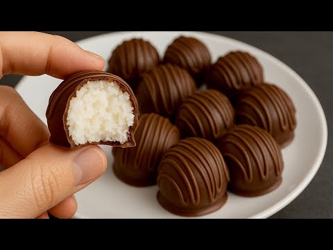 Bounty balls in 5 minutes without condensed milk, cream, or butter