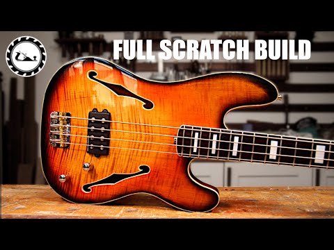Full Build: Thinline bass guitar with stunning flame maple top.