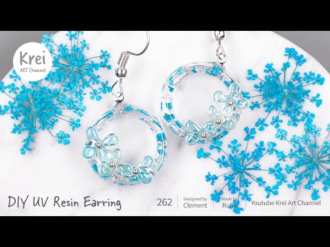【UV レジン】DIYでドライフラワーを使ってイヤリングを作りました〜♪UV Resin -DIY Dried Flower in UV Resin Earring.