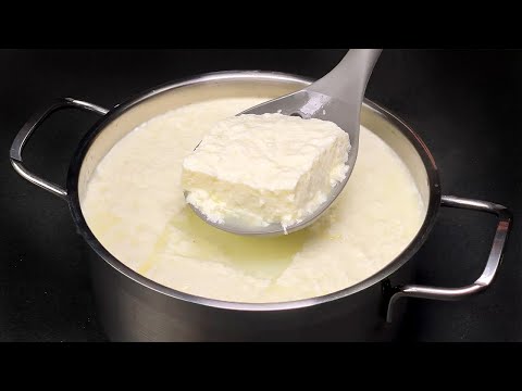 Don't buy cheese!  1 kg of homemade cheese from 1 liter of milk in a pot!