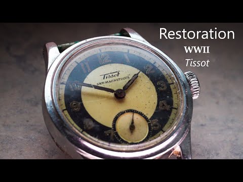 Restoration of a WW2 vintage Tissot watch - Manual work - Radioactive ASMR - caliber 27-3