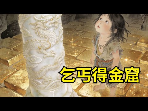 小乞丐女孩在荒村撿到半塊殘碑，上刻“善心者啟”。她以血滴碑，地裂現階梯，直通地下龍脈金窟，金磚鋪路，玉柱撐天！#民間故事#故事頻道#民間故事#説書#睡前故事