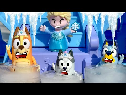 ‼️  Bluey, Mum & Muffin are FROZEN by Elsa & Anna | Disney Jr | Bluey Toy Pretend Play