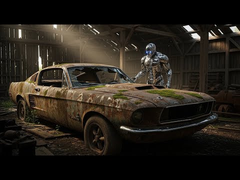 ASMR Robot Mechanic Full Restoration of Abandoned 1967 Ford Mustang from Burnt to Showroom