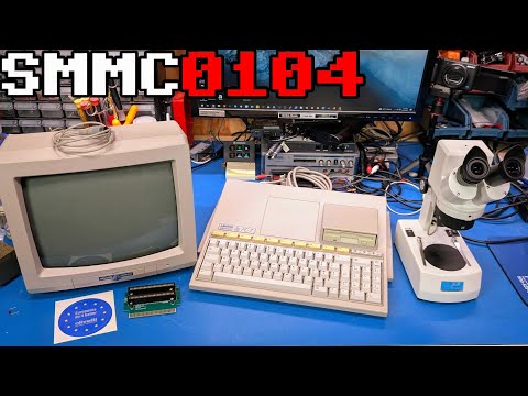 0104 An Italian Olivetti PC1, a 240v to 120v monitor conversion and a microscope