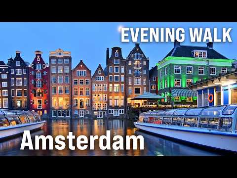 Amsterdam Evening Walking Tour 2025 | Red Light District and beyond [4K/60fps for Big TVs]