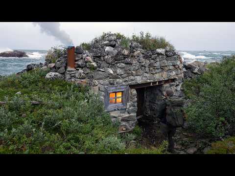 Alone on an Abandoned Arctic Island — A Stone Shelter Saved My Life (ASMR)