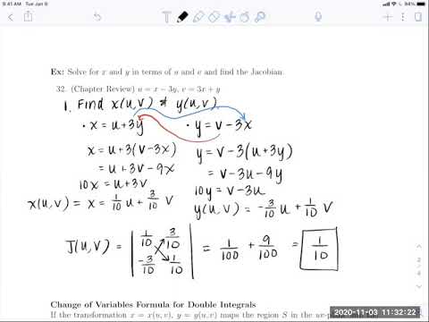 Change of Variables in Multiple Integrals; Jacobians
