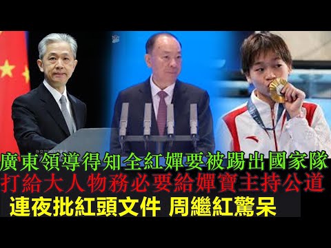 周繼紅做夢也沒想到，全紅嬋後台這麼硬！廣東省委書記得知全紅嬋全紅嬋要被踢出國家隊，立馬打給大人物務必要給嬋寶主持公道，結果紅頭文件連夜批下來，周繼紅當場傻眼，這平時沒有一個月是下不來的！