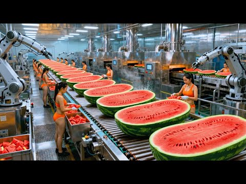 How Watermelon Juice Is Made | Inside a Modern  Factory (Full Process)