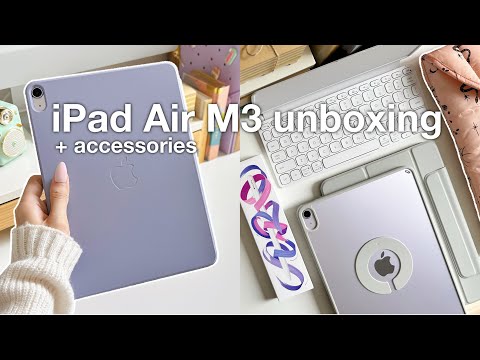 unboxing iPad Air M3 11inch aesthetic (purple) | Apple Pencil Pro + accessories 💜