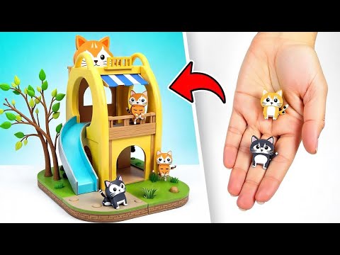 🐱🏡 How to Make an Adorable Mini Paper House for Cute Kittens! DIY Cat Crafts You’ll Love! 📦✨