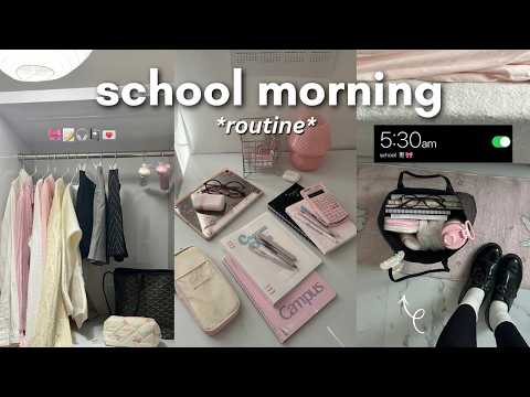 grwm: SCHOOL MORNING ROUTINE 📝🎀 *realistic*