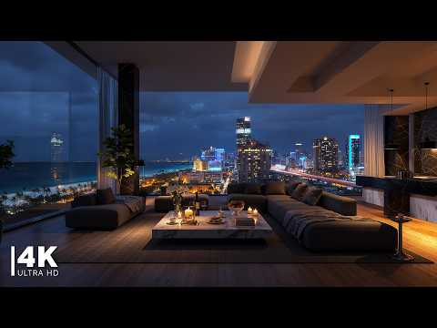 Smooth Night Jazz in Miami | Relaxing Jazz Instrumental Music in a Luxury Apartment with Ocean View